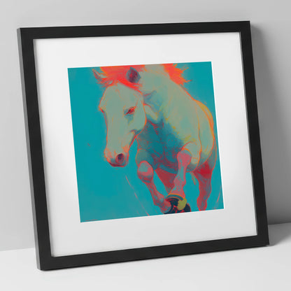 Vibrant Equine Spirit horse portrait art print in black frame