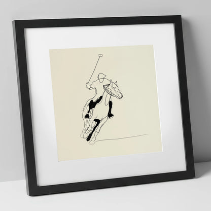 Fluidity of the Chukka polo horse art print in black frame