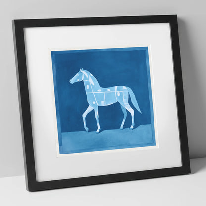 The Azure Blueprint horse breed art print in black frame