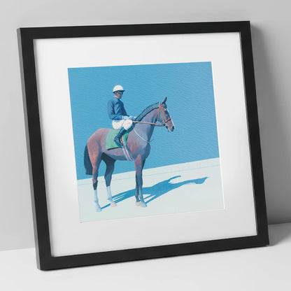 Before the Off racing horse art print in black frame