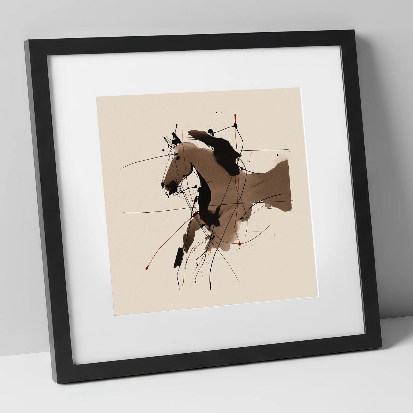 Dynamic Sepia Portrait horse portrait art print in black frame