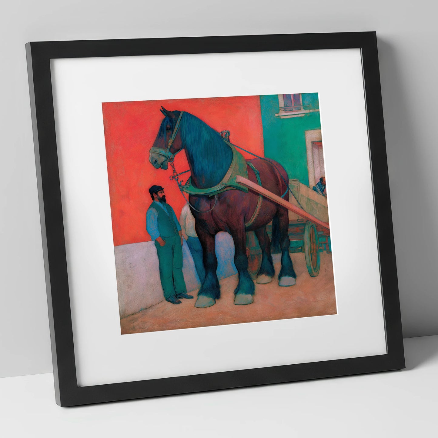 Strength and Stillness working horse art print in black frame