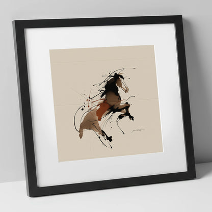 Untamed Sepia Spirit wild horses art print in black frame