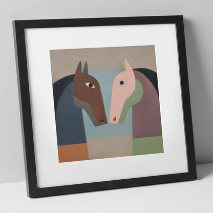 Structured Connection horse portrait art print in black frame