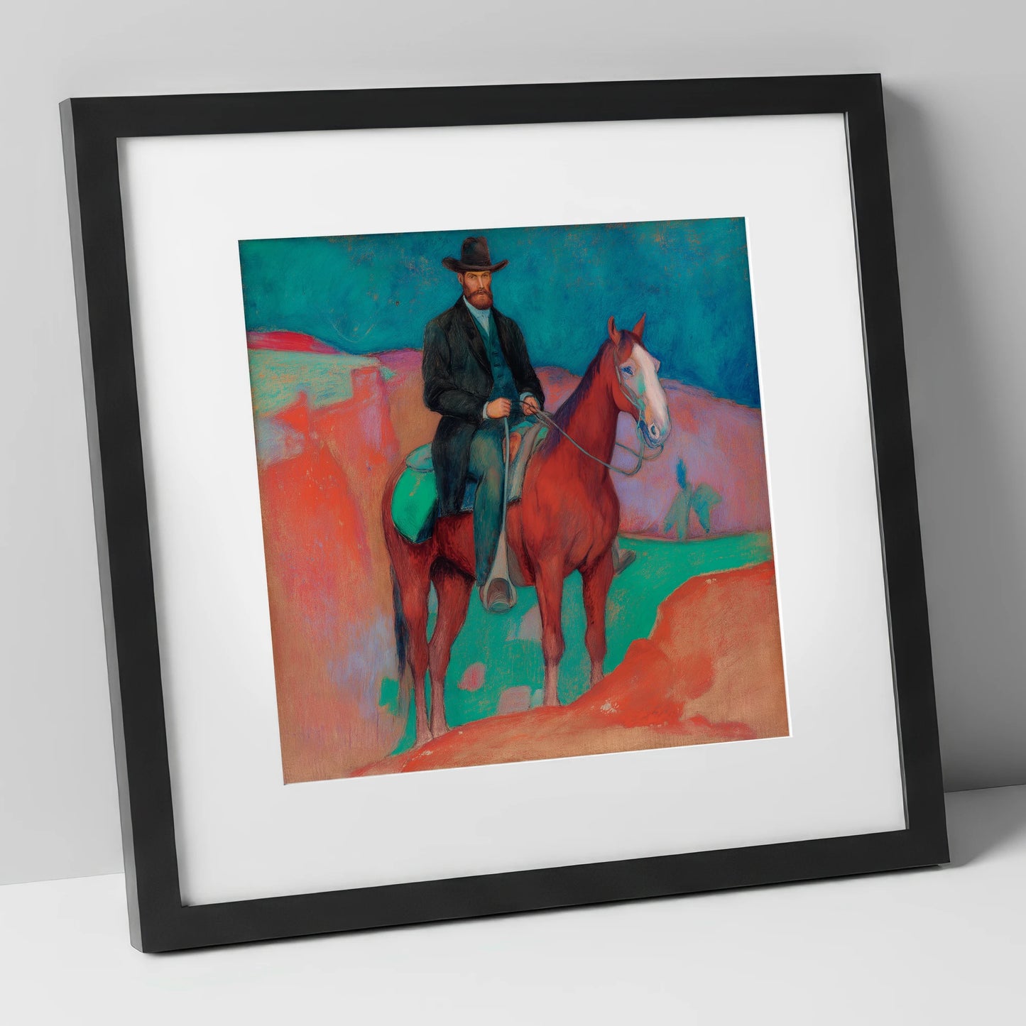 The Painted Frontier western horse art print in black frame