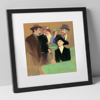 The Racing Crowd racing horse art print in black frame