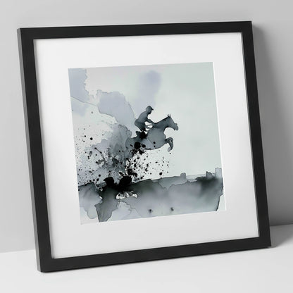 Monochrome Momentum show jumping horse art print in black frame