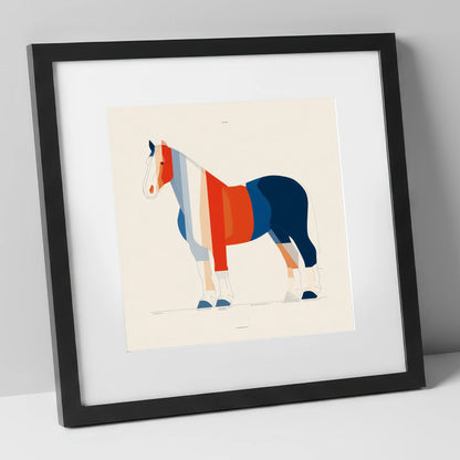 Modernist Equine Silhouette horse breed art print in black frame