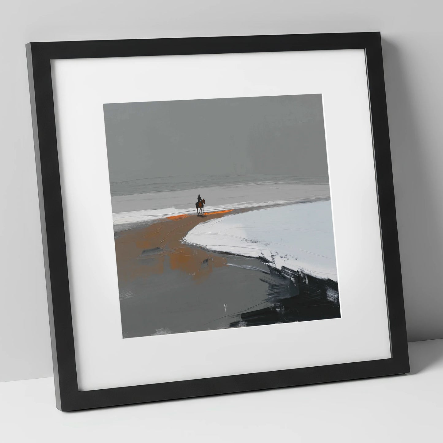 The Solitary Hack horse landscape art print in black frame