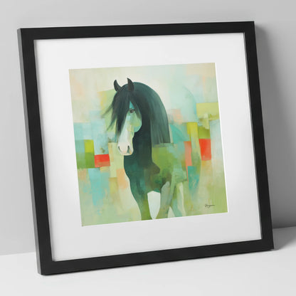 Geometric Equine Harmony horse breed art print in black frame
