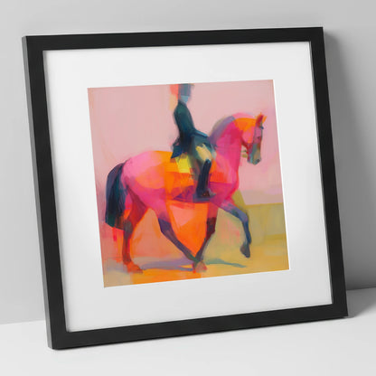 Bold Dressage Rhythm dressage horse art print in black frame