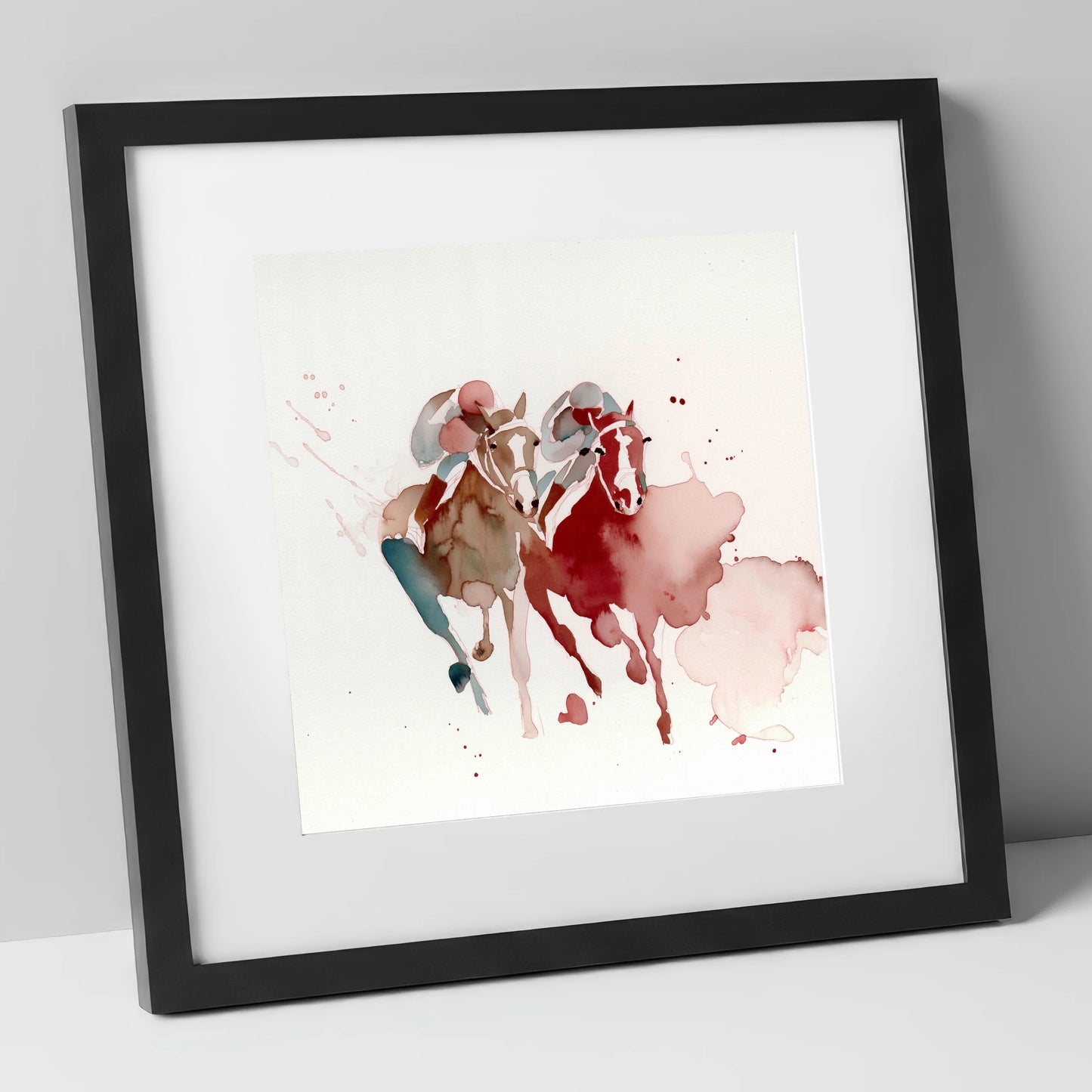 The Final Furlong racing horse art print in black frame