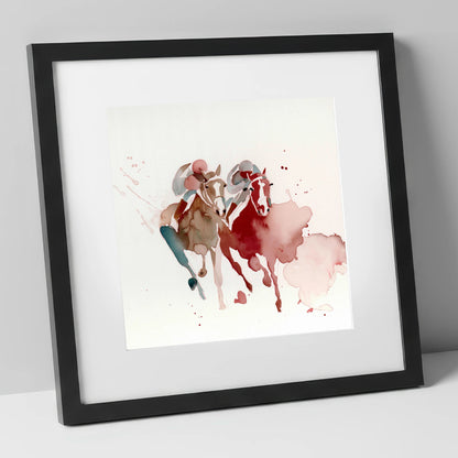 The Final Furlong racing horse art print in black frame