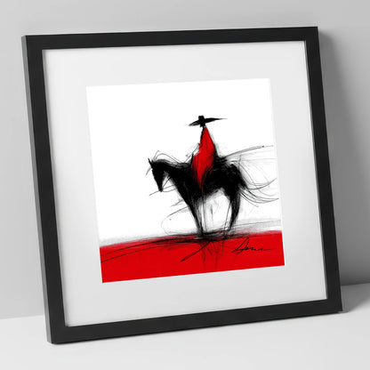 Crimson Vaquero western horse art print in black frame