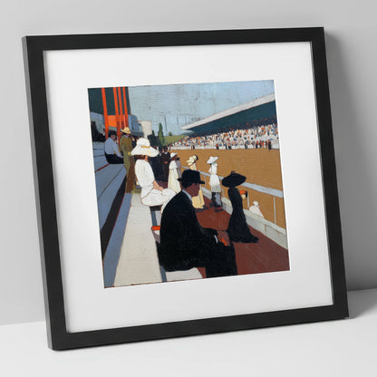 The Grandstand Spectacle racing horse art print in black frame