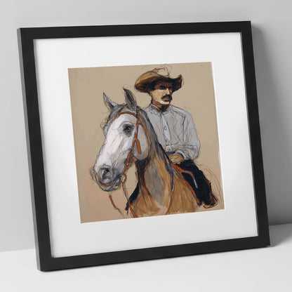 Soul of the West western horse art print in black frame