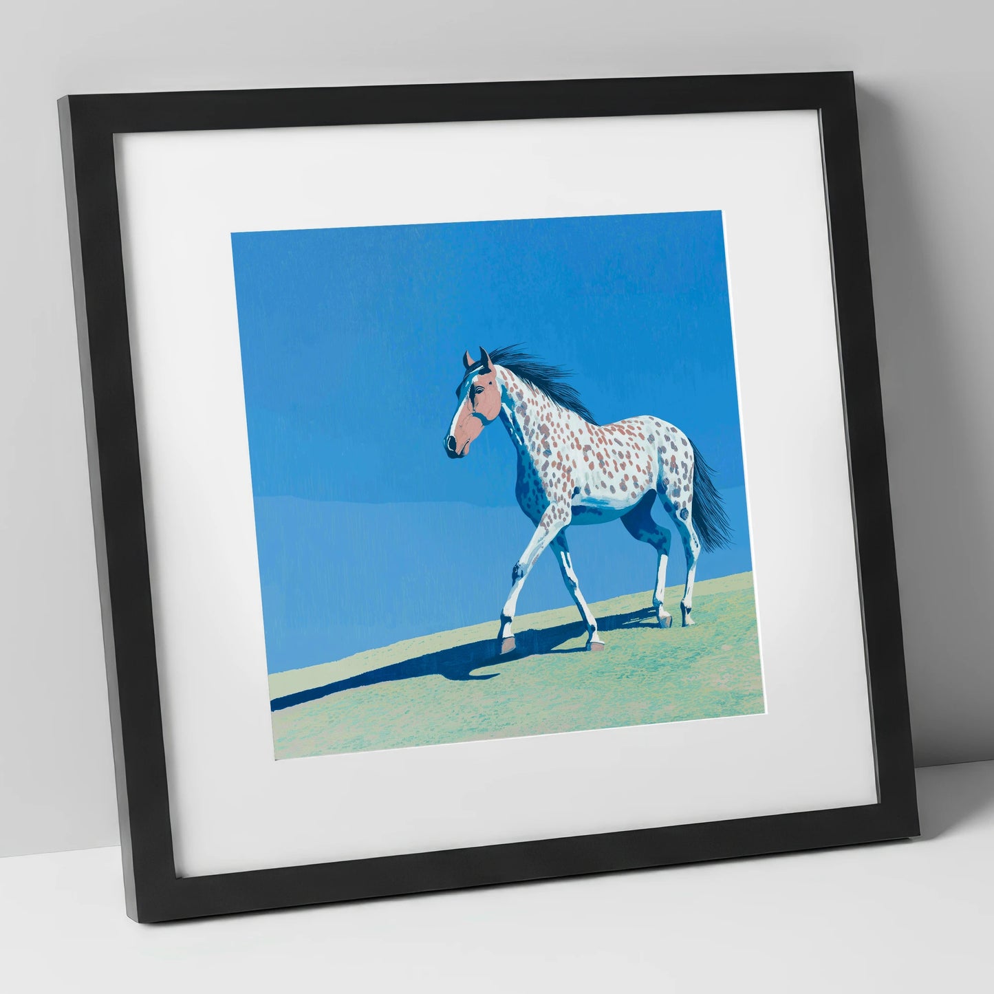 Appaloosa On The Ridge horse breed art print in black frame