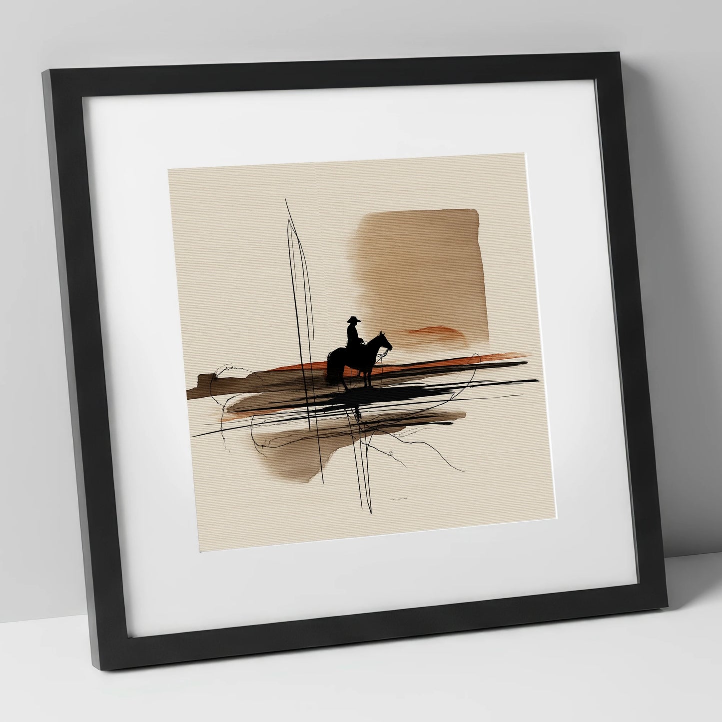 Solitude on the Plains western horse art print in black frame