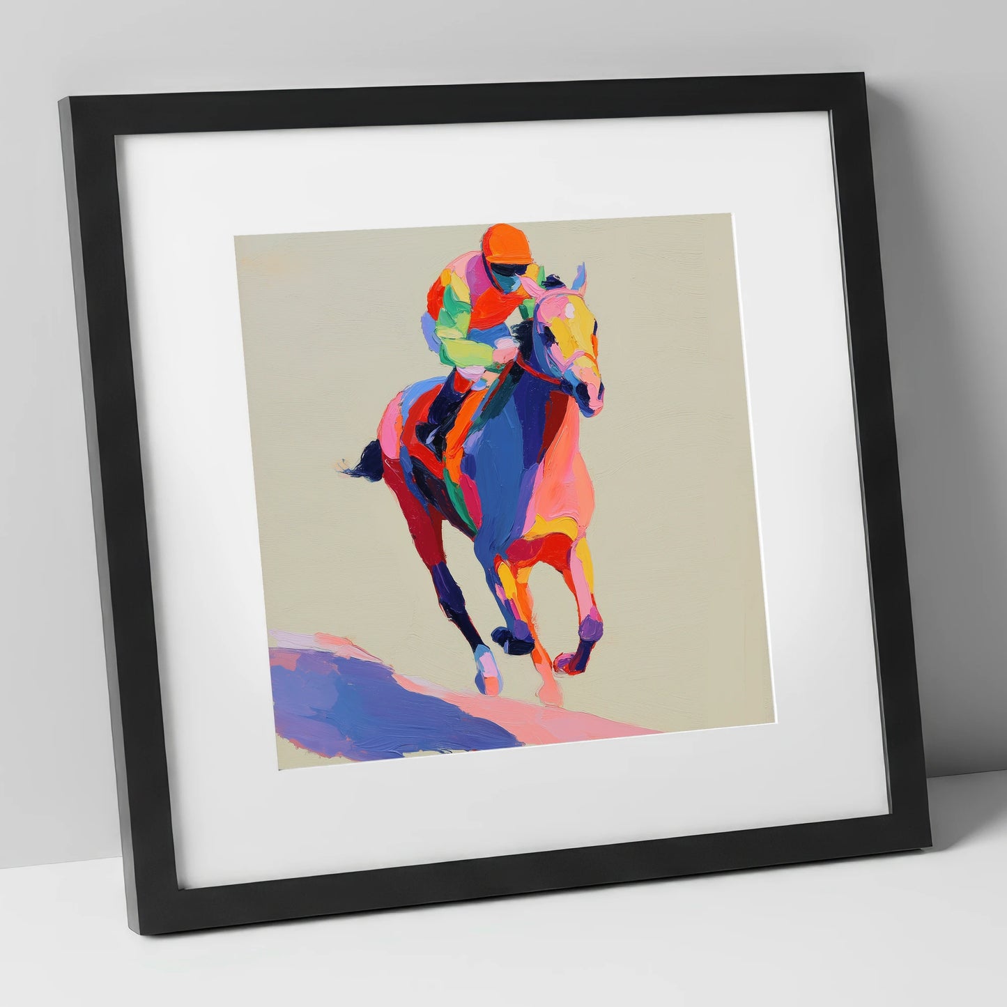 The Colour of Speed racing horse art print in black frame