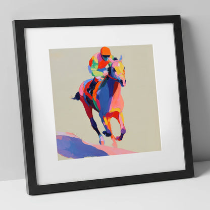 The Colour of Speed racing horse art print in black frame