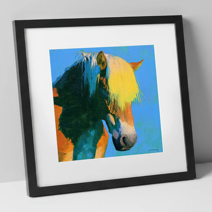 Colourful Chestnut Horse Profile horse breed art print in black frame