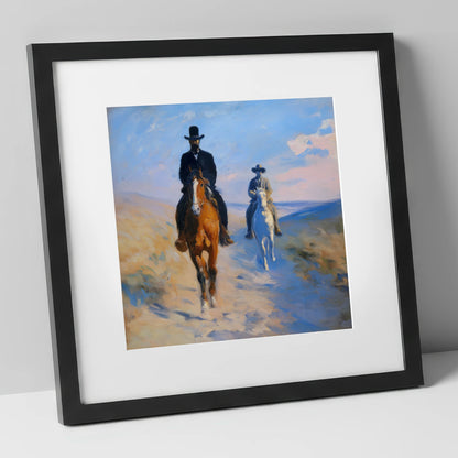 Shadows on the Plains western horse art print in black frame