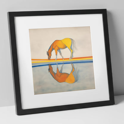 Symmetry in Amber horse portrait art print in black frame