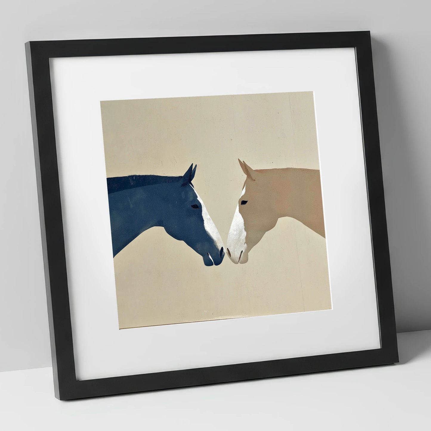 Kindred Spirits horse portrait art print in black frame