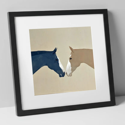 Kindred Spirits horse portrait art print in black frame