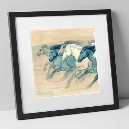 Rhythm of the Herd wild horses art print in black frame