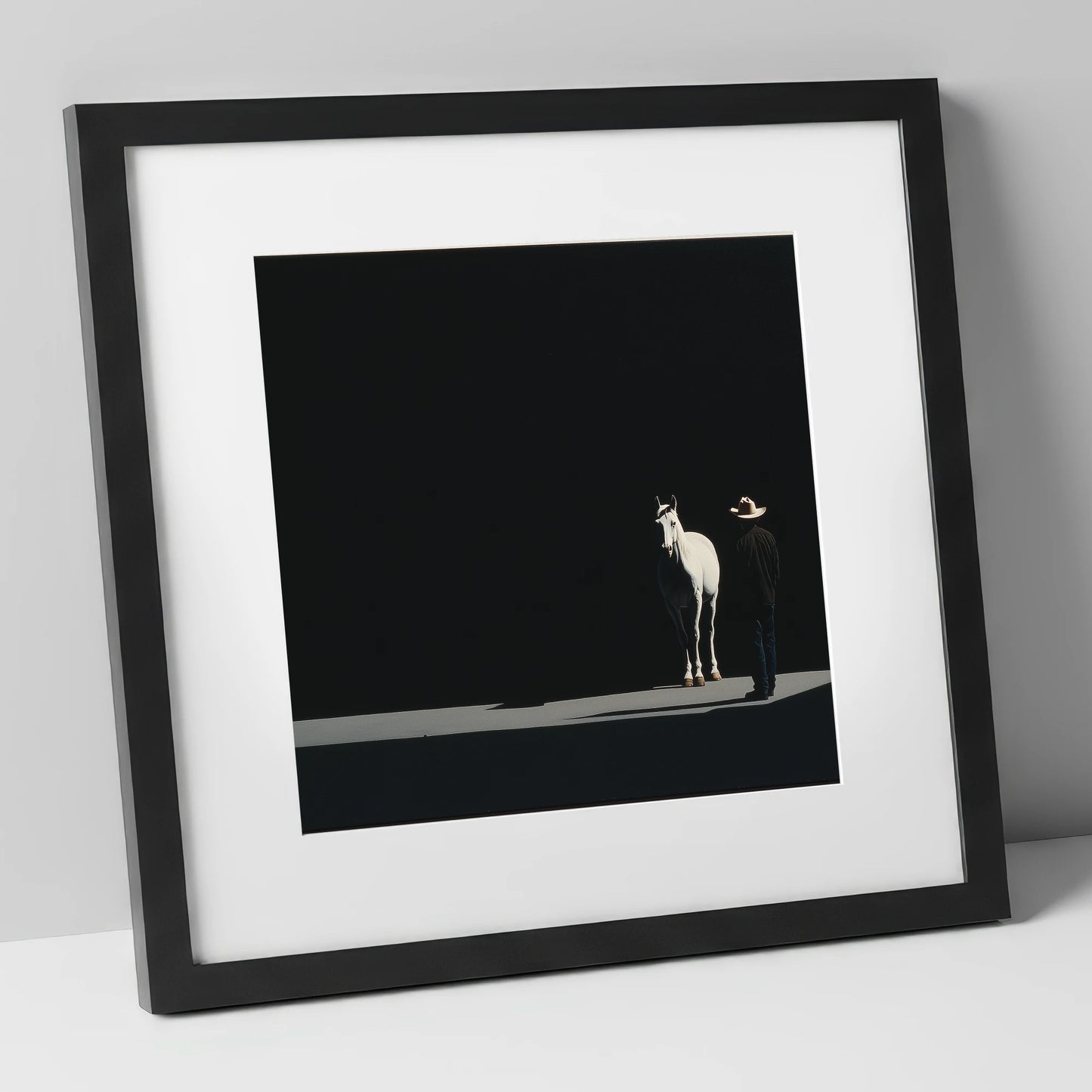 Silent Western Partnership western horse art print in black frame