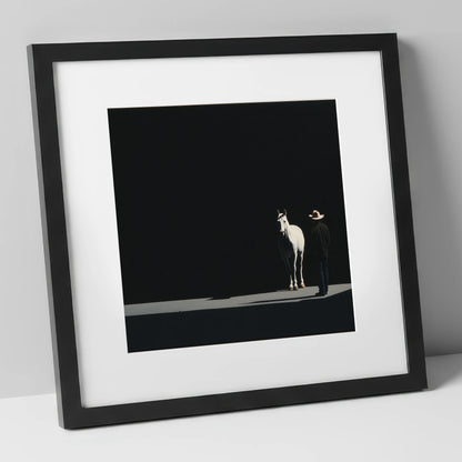 Silent Western Partnership western horse art print in black frame