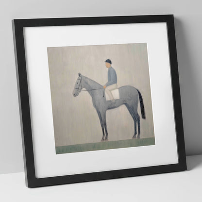 The Slate Grey Racer racing horse art print in black frame