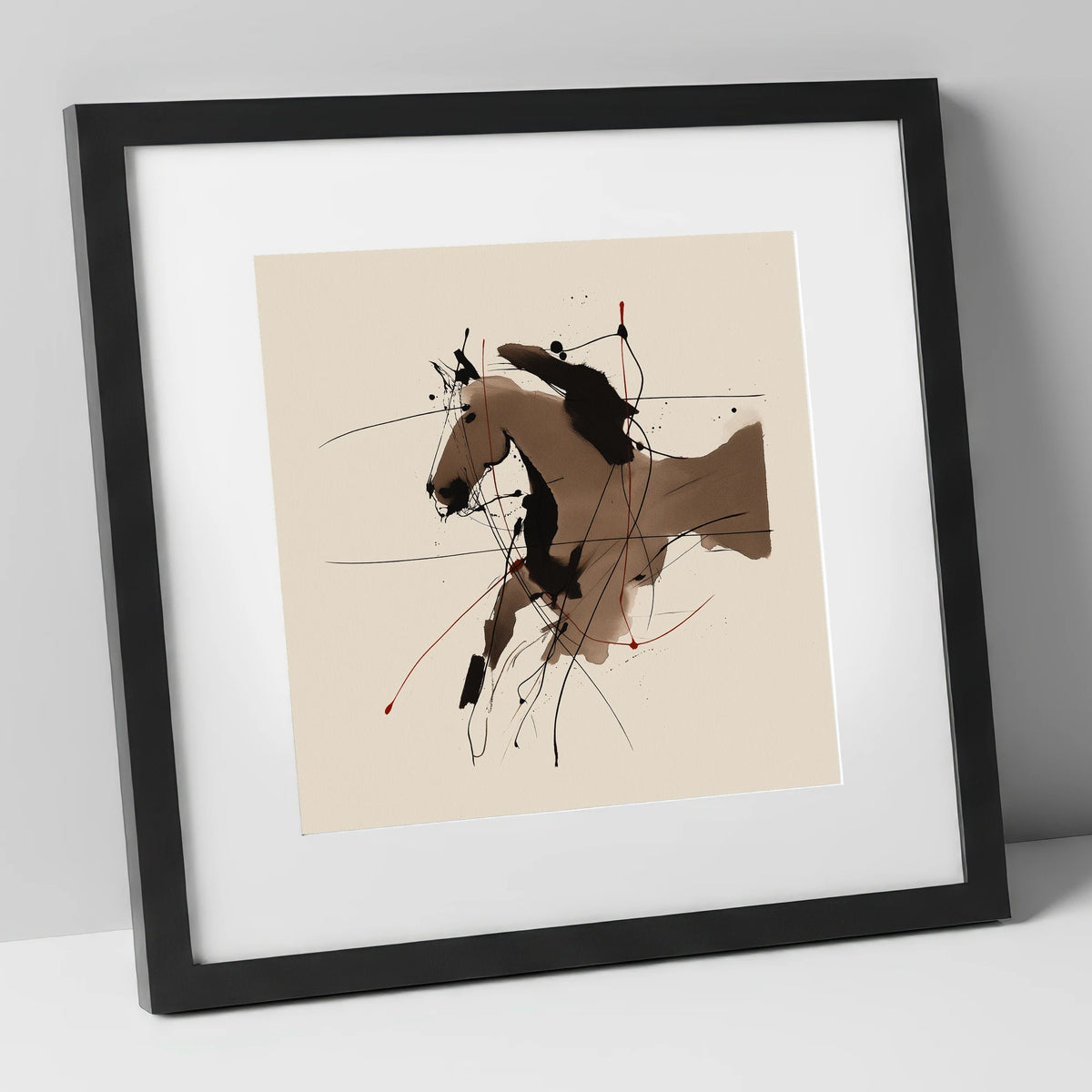 Dynamic Sepia Portrait horse portrait art print in black frame