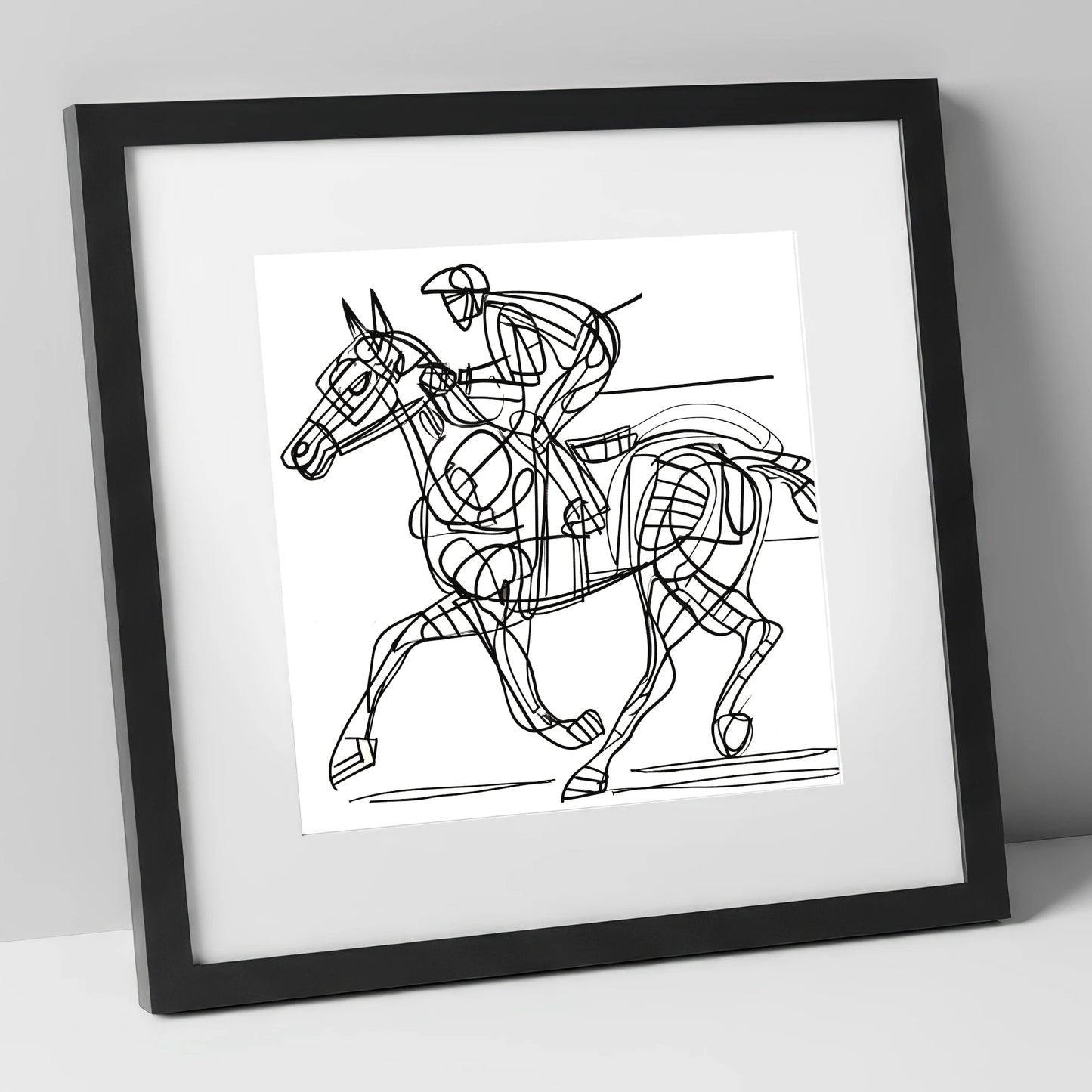 Linear Racing Form racing horse art print in black frame