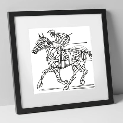 Linear Racing Form racing horse art print in black frame