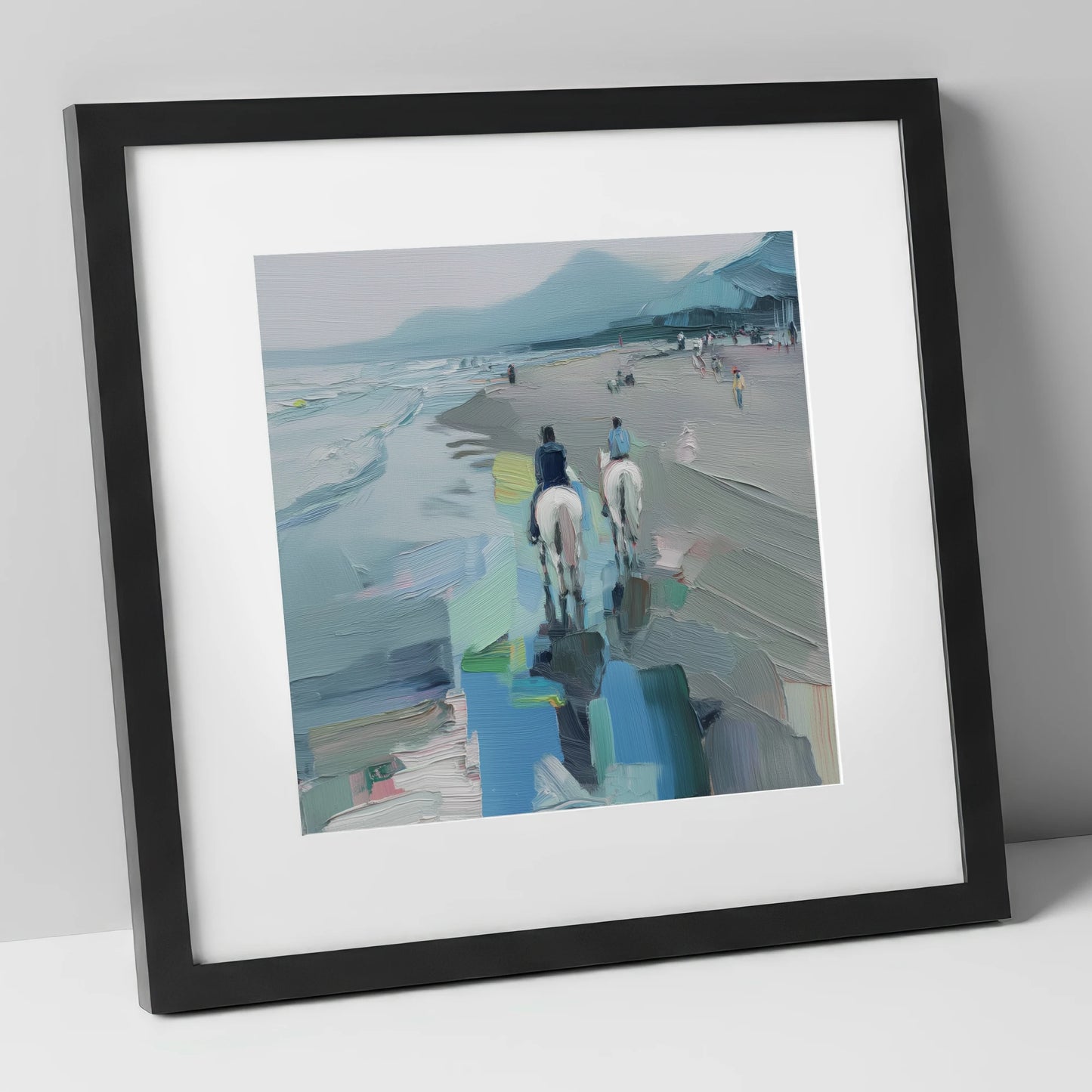Shoreline Hack horse landscape art print in black frame