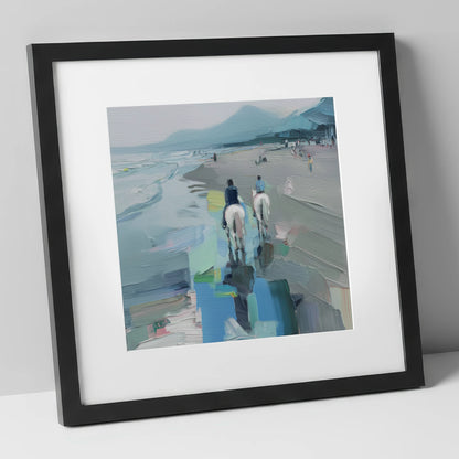 Shoreline Hack horse landscape art print in black frame