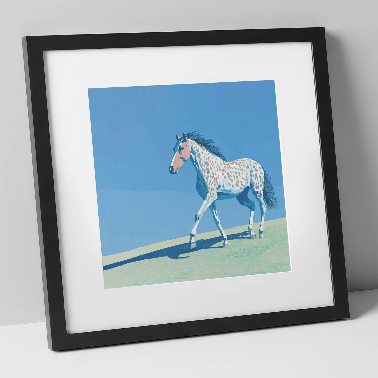 Appaloosa On The Ridge horse breed art print in black frame