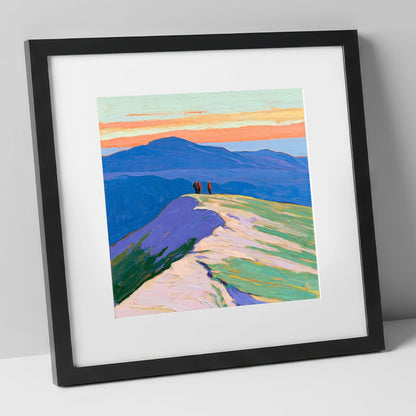 Hilltop Horizon horse landscape art print in black frame