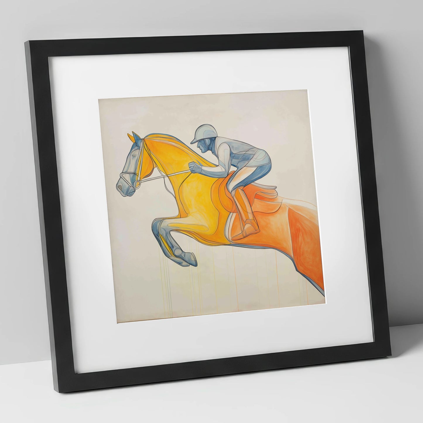 The Amber Arc show jumping horse art print in black frame