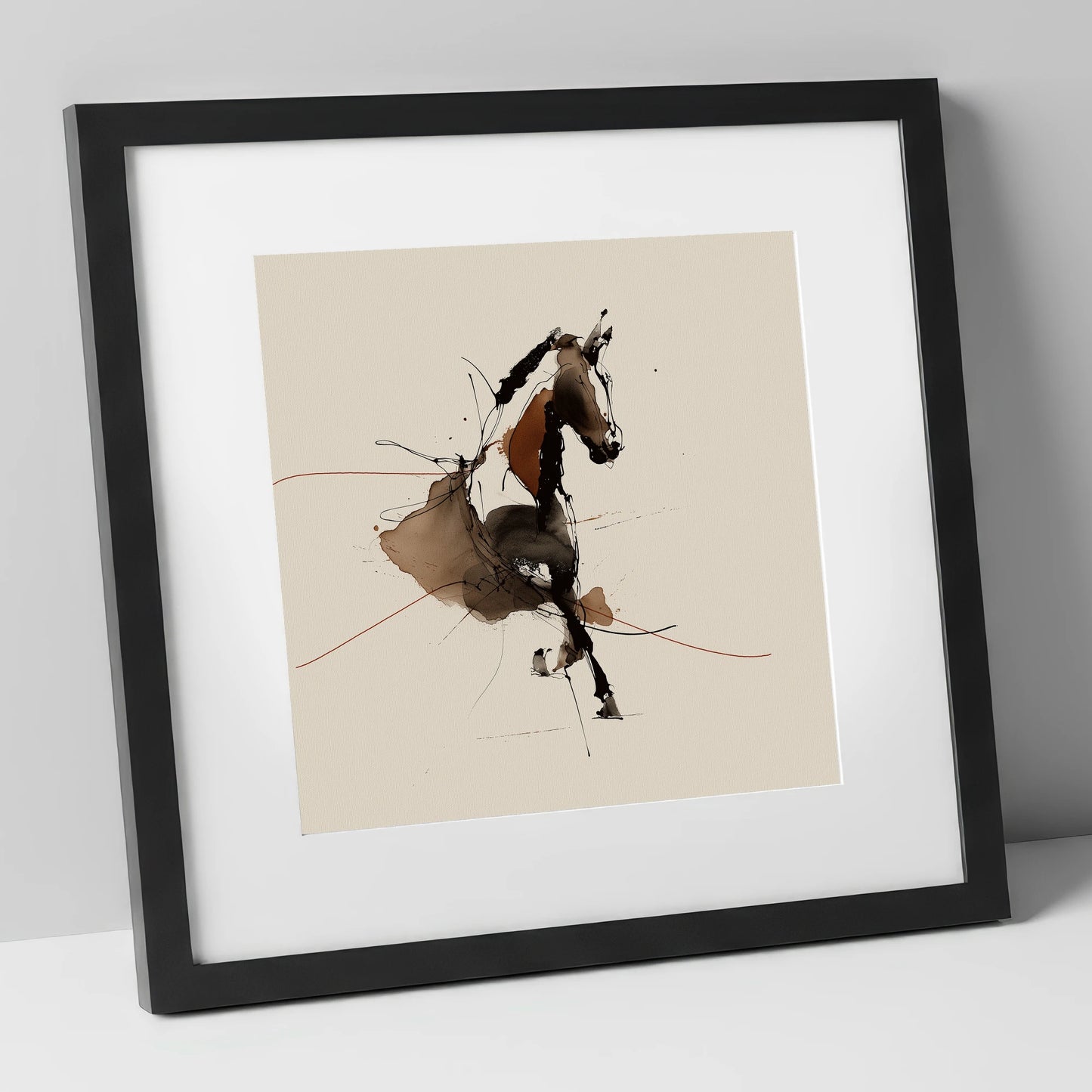 Abstract Dressage Form dressage horse art print in black frame