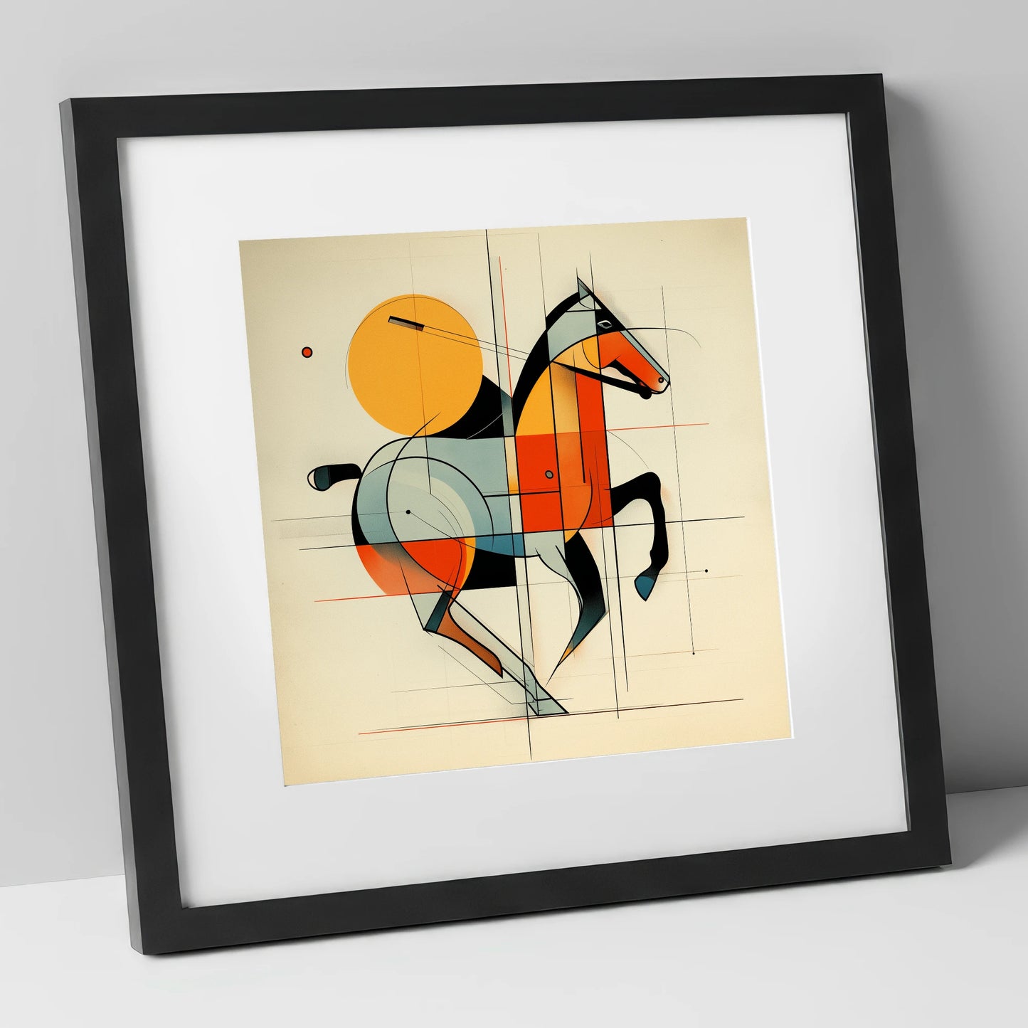 Structured Polo Rhythm polo horse art print in black frame