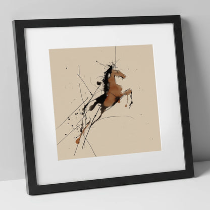 Bold Ascension horse portrait art print in black frame