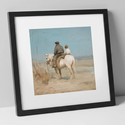 The Shared Journey horse & rider art print in black frame