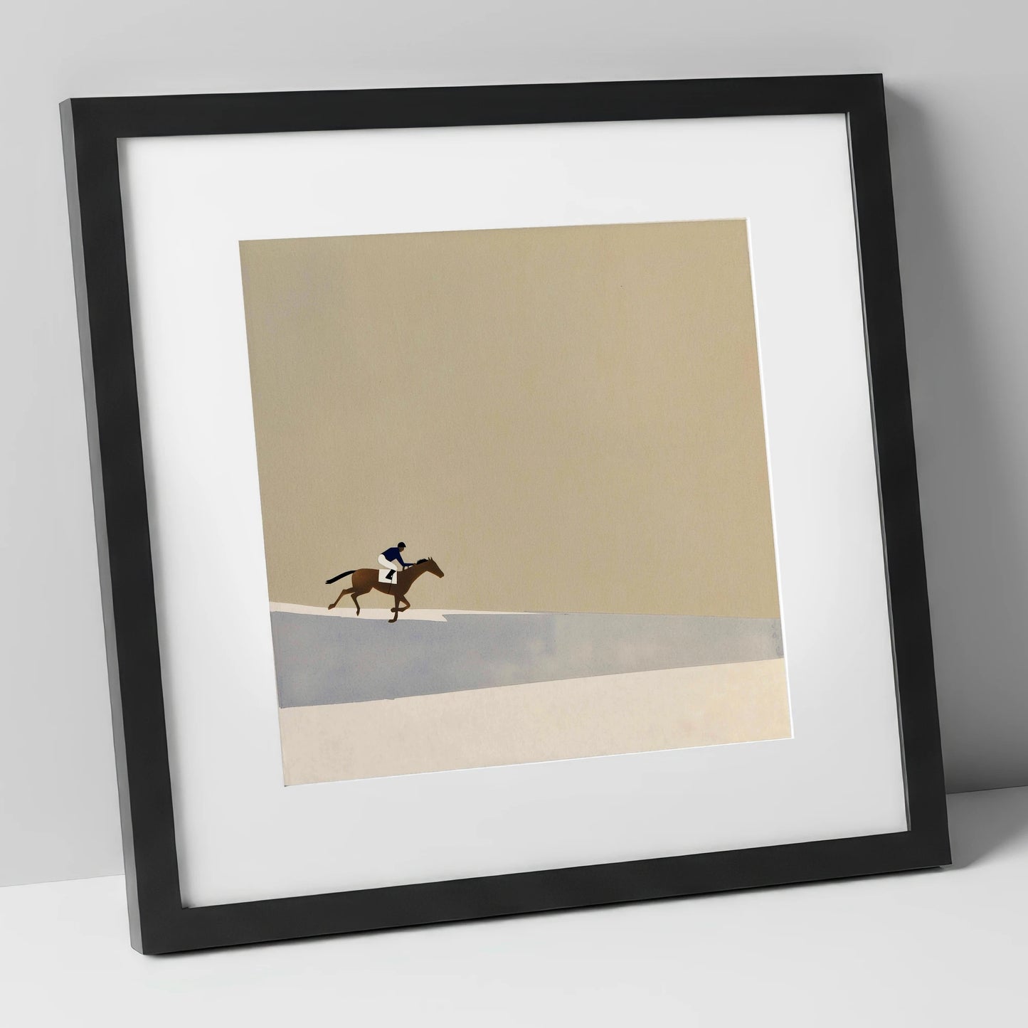 Morning On The Gallops racing horse art print in black frame