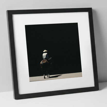 Into the Shadows western horse art print in black frame