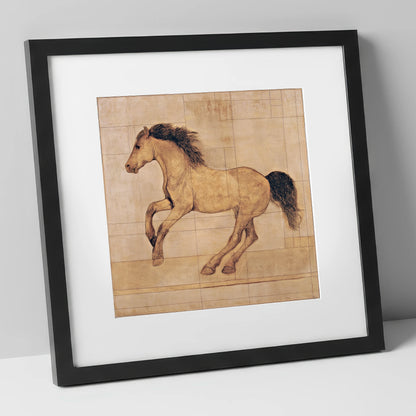 Classical Equine Study horse portrait art print in black frame