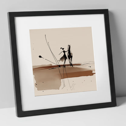 Fluid Harmony horse & rider art print in black frame