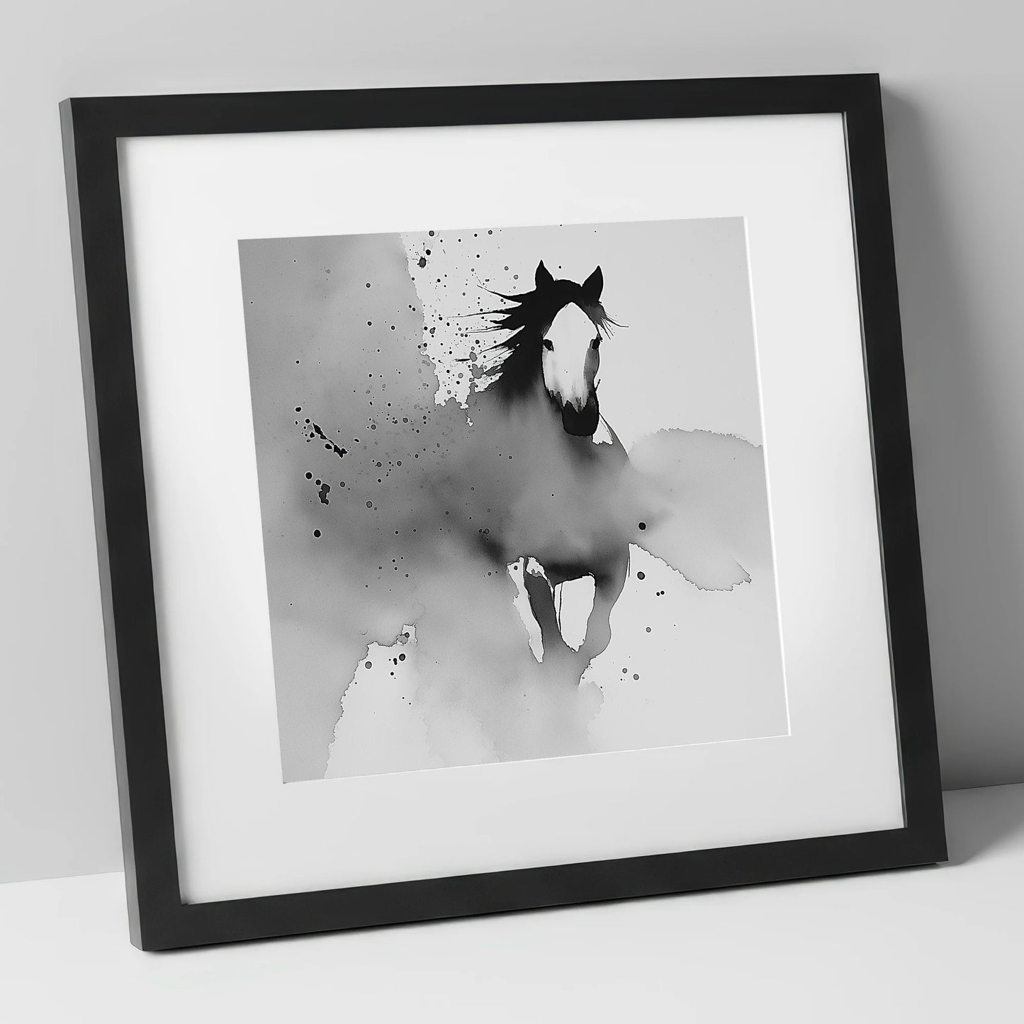 Emerging Spirit horse portrait art print in black frame